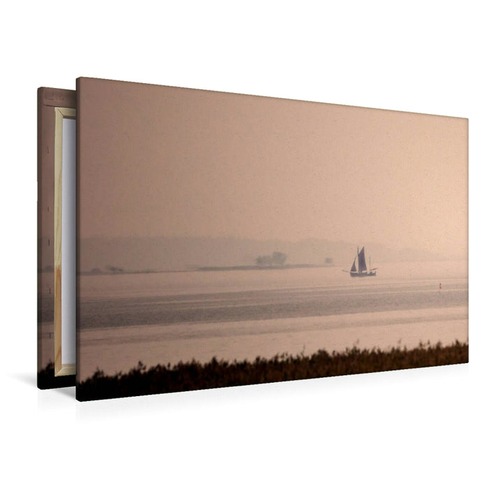 Premium Textil-Leinwand Abendstimmung am Bodden