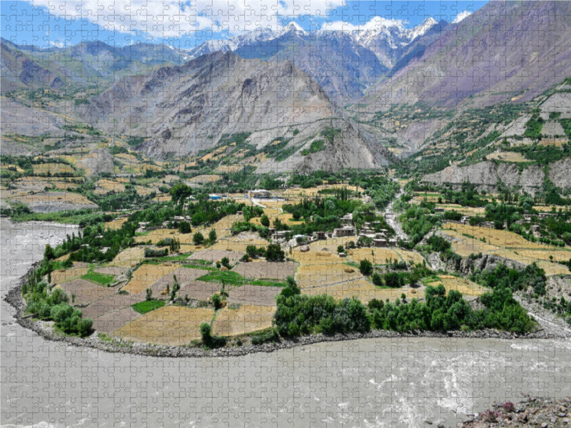 Flussoase, Panj Fluss , Wakhan Korridor, Afghanistan 1000 Teile Puzzle quer - CALVENDO Foto-Puzzle'