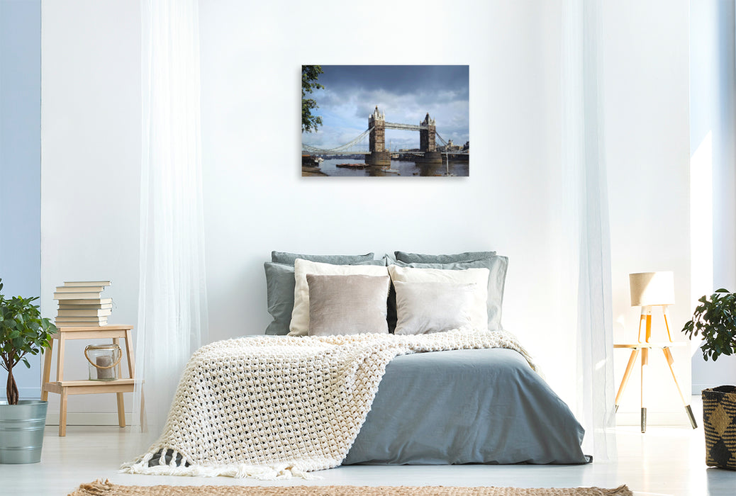 Premium textile canvas Premium textile canvas 120 cm x 80 cm landscape 1973 - Tower Bridge 