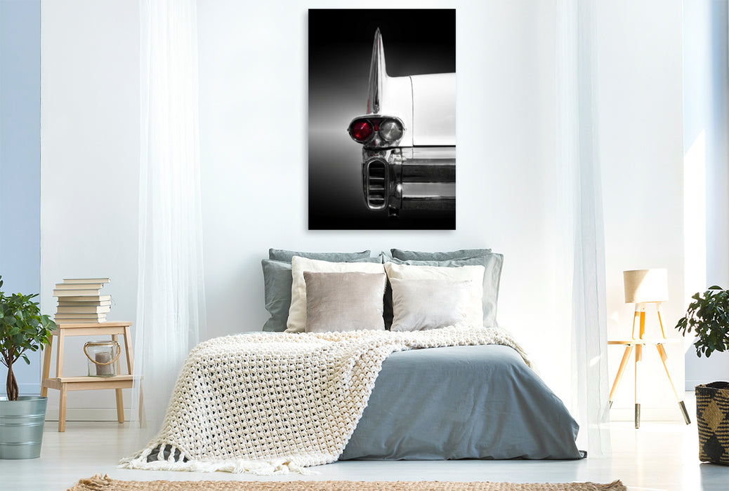 Premium textile canvas Premium textile canvas 80 cm x 120 cm high motif street cruiser 1958 from the calendar Fascination US street cruiser A journey through time to the middle of the 20th century by Beate Gube Tail fin of a classic automobile vintage car 