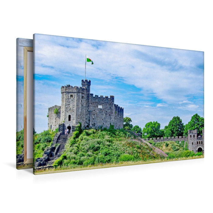 Premium Textil-Leinwand Cardiff Castle