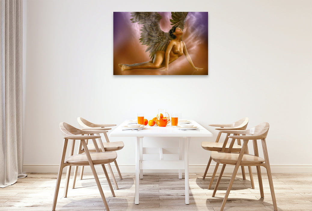Premium Textil-Leinwand Premium Textil-Leinwand 120 cm x 80 cm quer Sonnenaufgang im Juni