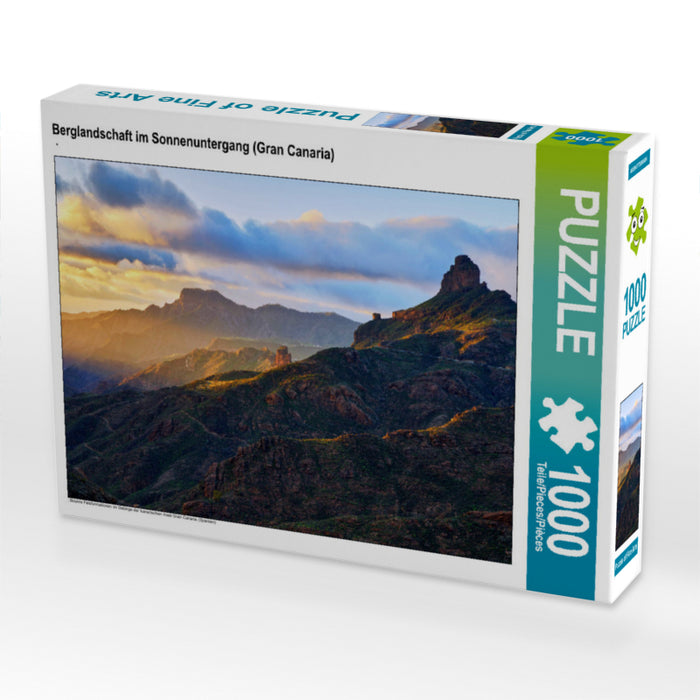 Berglandschaft im Sonnenuntergang (Gran Canaria) 1000 Teile Puzzle quer - CALVENDO Foto-Puzzle'