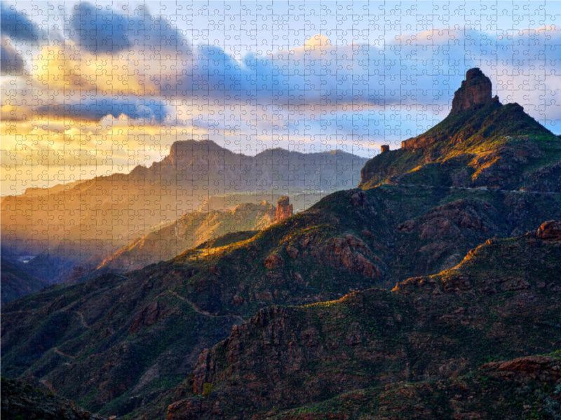 Berglandschaft im Sonnenuntergang (Gran Canaria) 1000 Teile Puzzle quer - CALVENDO Foto-Puzzle'