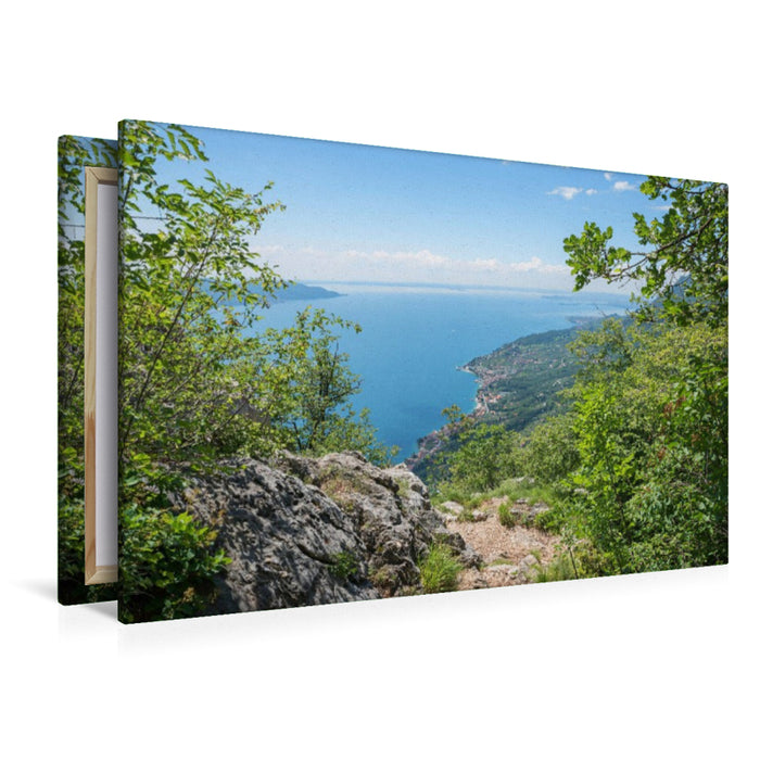 Premium Textil-Leinwand Wanderweg oberhalb von Sasso