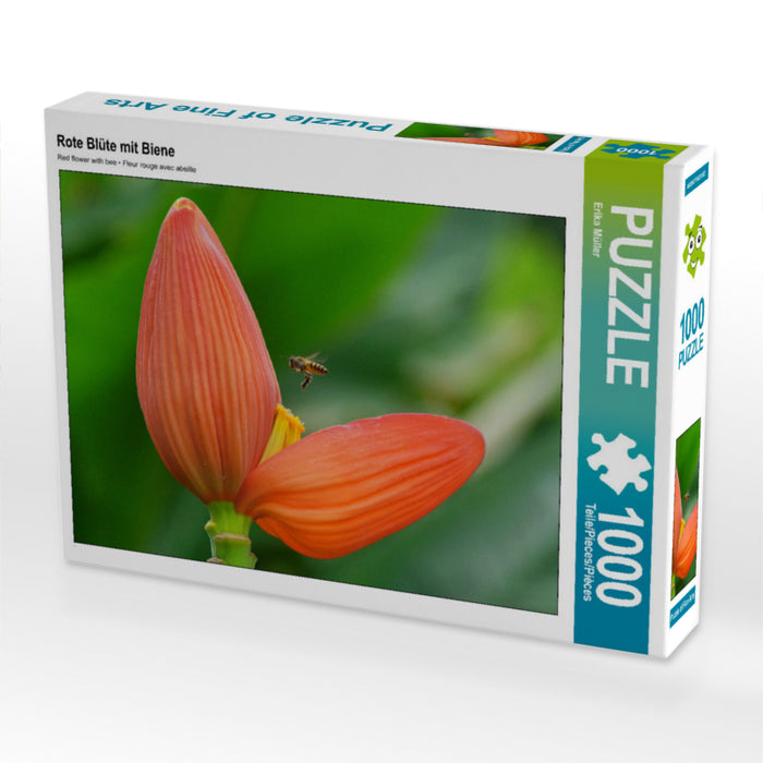 Fleur rouge avec abeille - Puzzle photo CALVENDO 