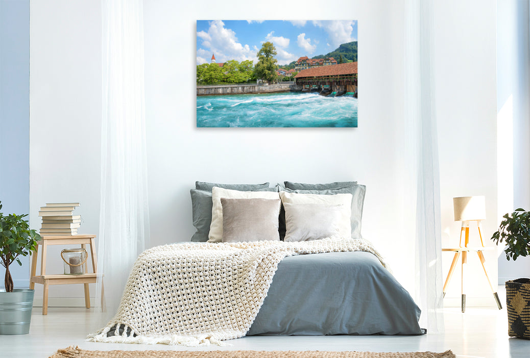 Premium textile canvas Premium textile canvas 120 cm x 80 cm across Upper lock on the Aare in Thun 