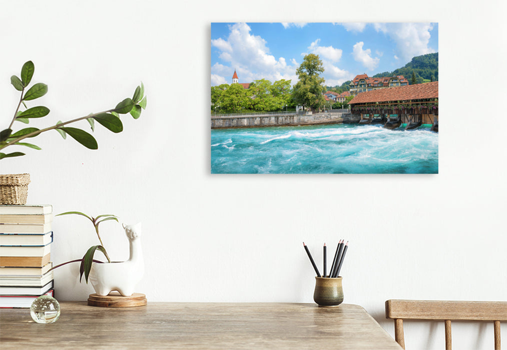 Premium textile canvas Premium textile canvas 120 cm x 80 cm across Upper lock on the Aare in Thun 