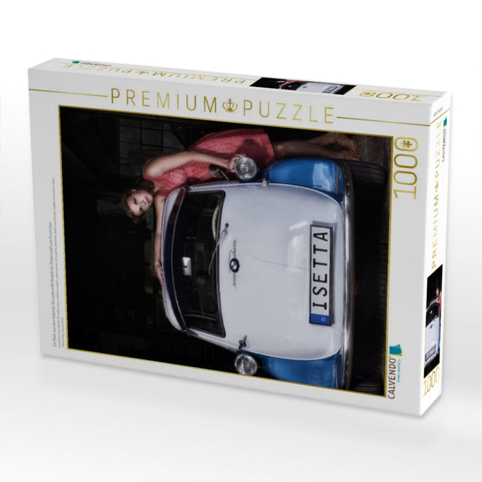 Ein Motiv aus dem Kalender Die Isetta trifft Modells Ein Rollermobil zum Knutschen - CALVENDO Foto-Puzzle'