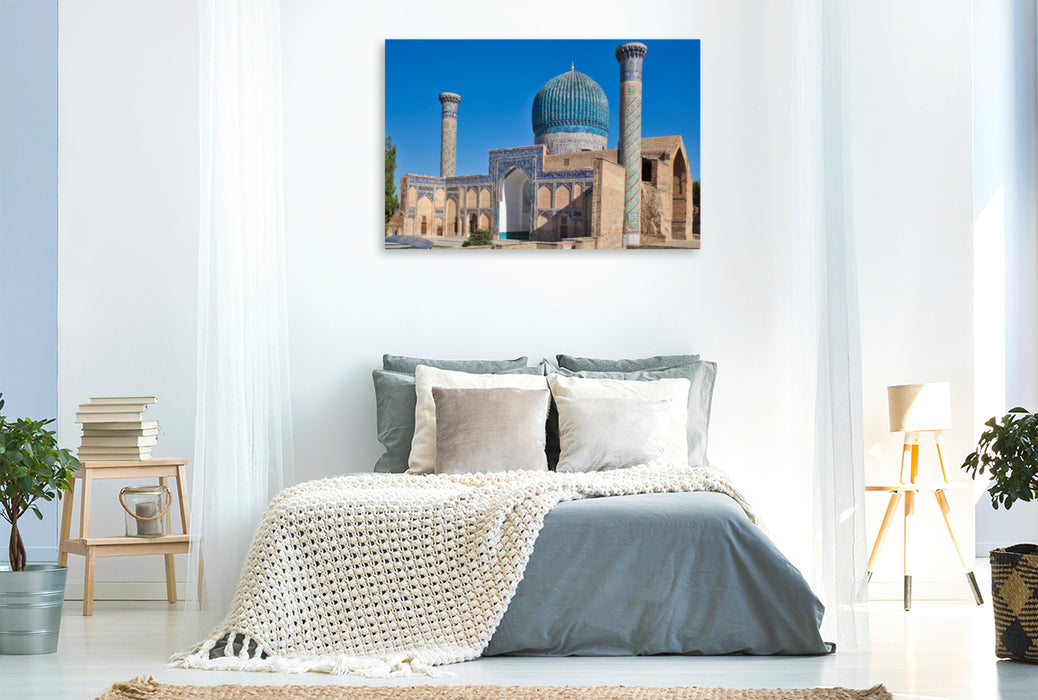 Premium textile canvas Premium textile canvas 120 cm x 80 cm landscape Gur Emir Mausoleum in Samarkand 