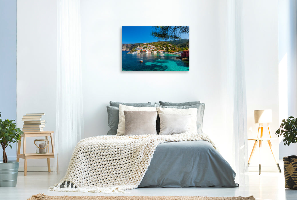 Premium textile canvas Premium textile canvas 120 cm x 80 cm landscape Assos, Kefalonia 