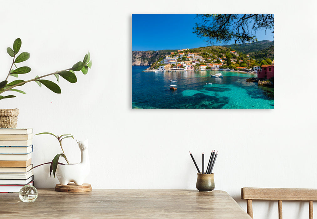 Premium textile canvas Premium textile canvas 120 cm x 80 cm landscape Assos, Kefalonia 