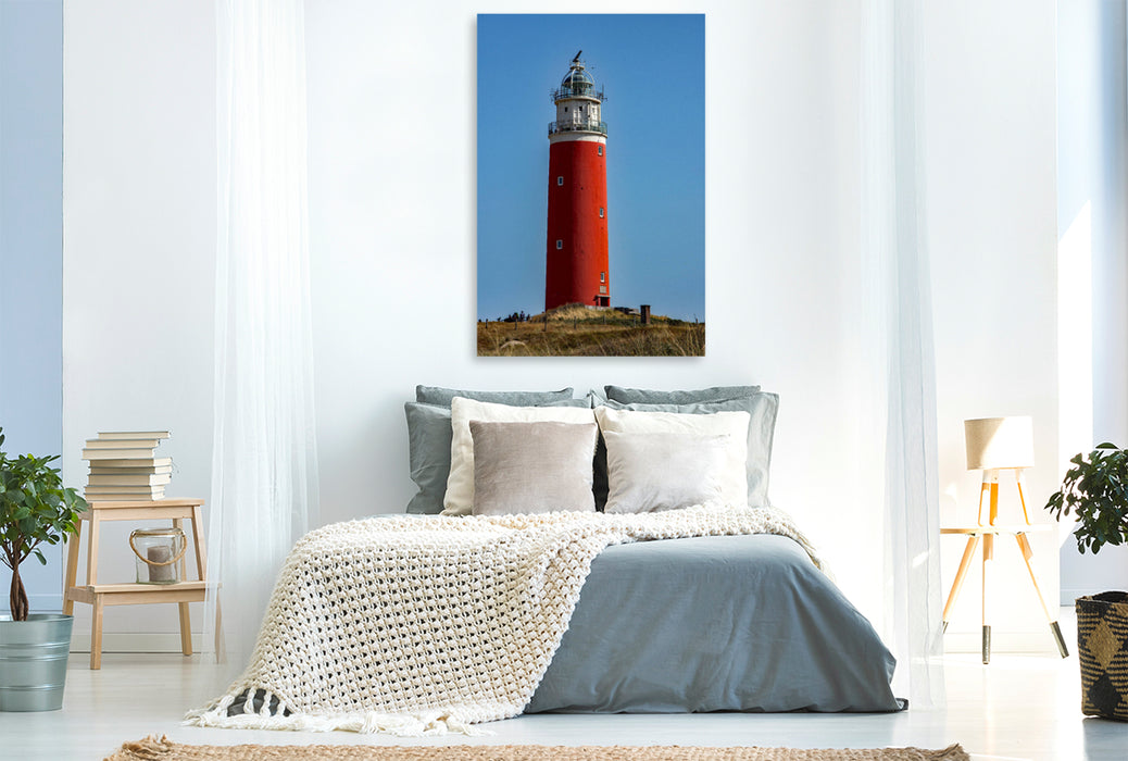 Premium Textil-Leinwand Premium Textil-Leinwand 80 cm x 120 cm  hoch Leuchtturm Eierland- Insel Texel