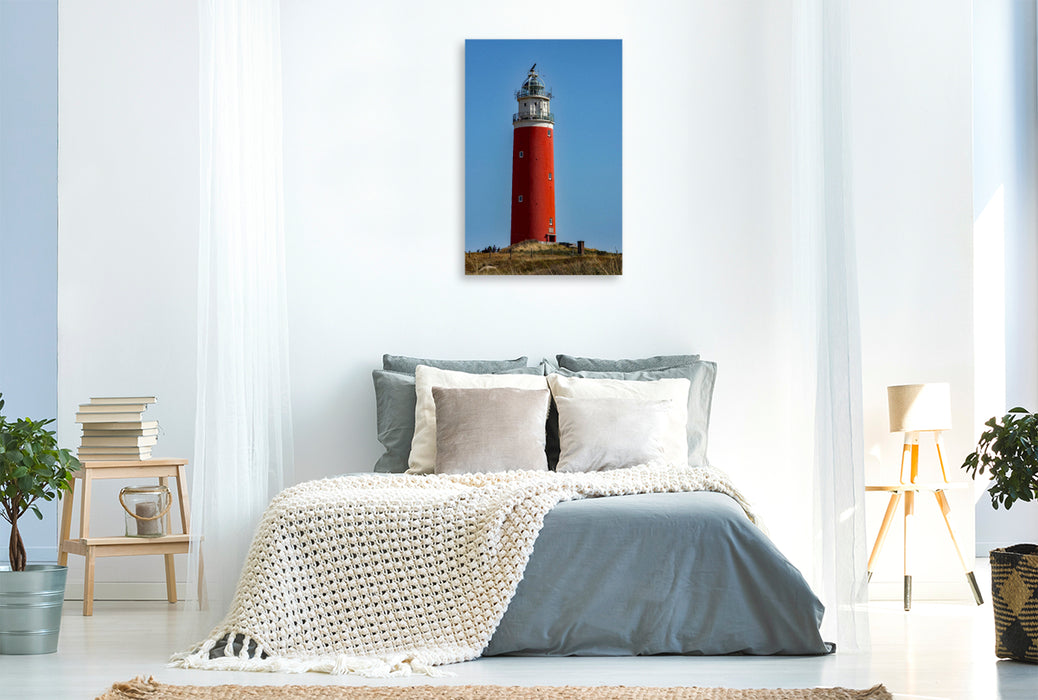 Premium Textil-Leinwand Premium Textil-Leinwand 80 cm x 120 cm  hoch Leuchtturm Eierland- Insel Texel