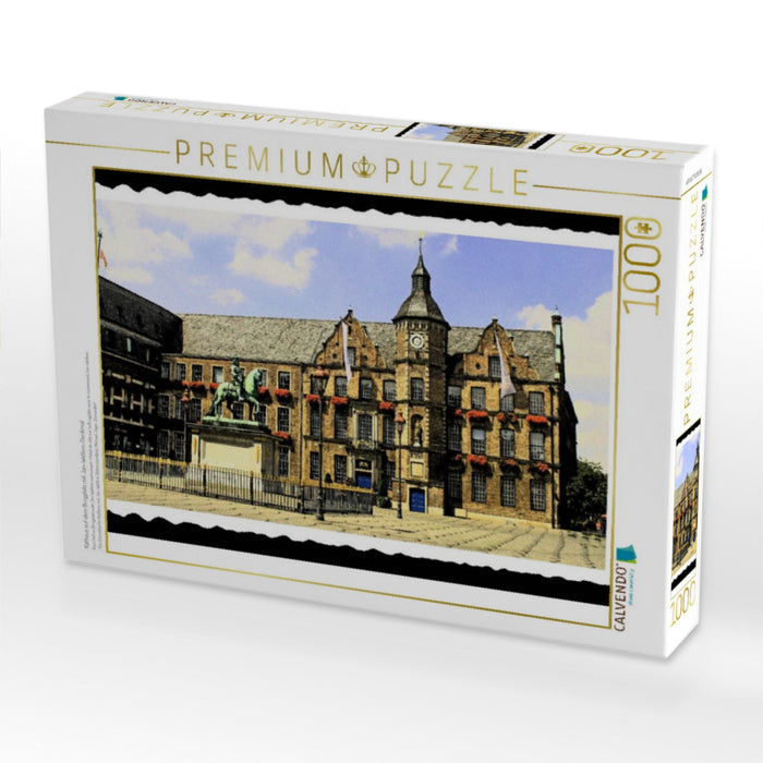 Rathaus auf dem Burgplatz mit Jan-Wellem-Denkmal - CALVENDO Foto-Puzzle'