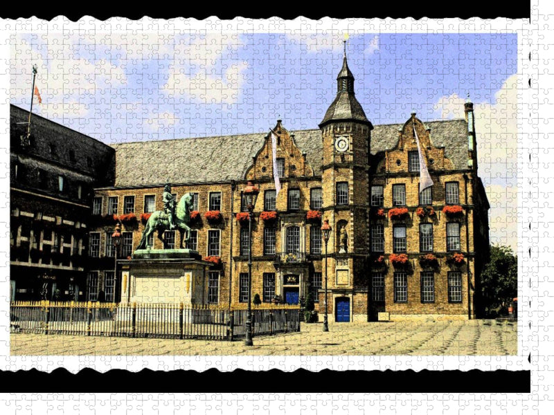 Rathaus auf dem Burgplatz mit Jan-Wellem-Denkmal - CALVENDO Foto-Puzzle'