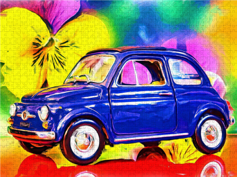 Der Fiat Nuova 500 aus Italien wurde von 1957 bis 1975 gebaut. 1000 Teile Puzzle quer - CALVENDO Foto-Puzzle'