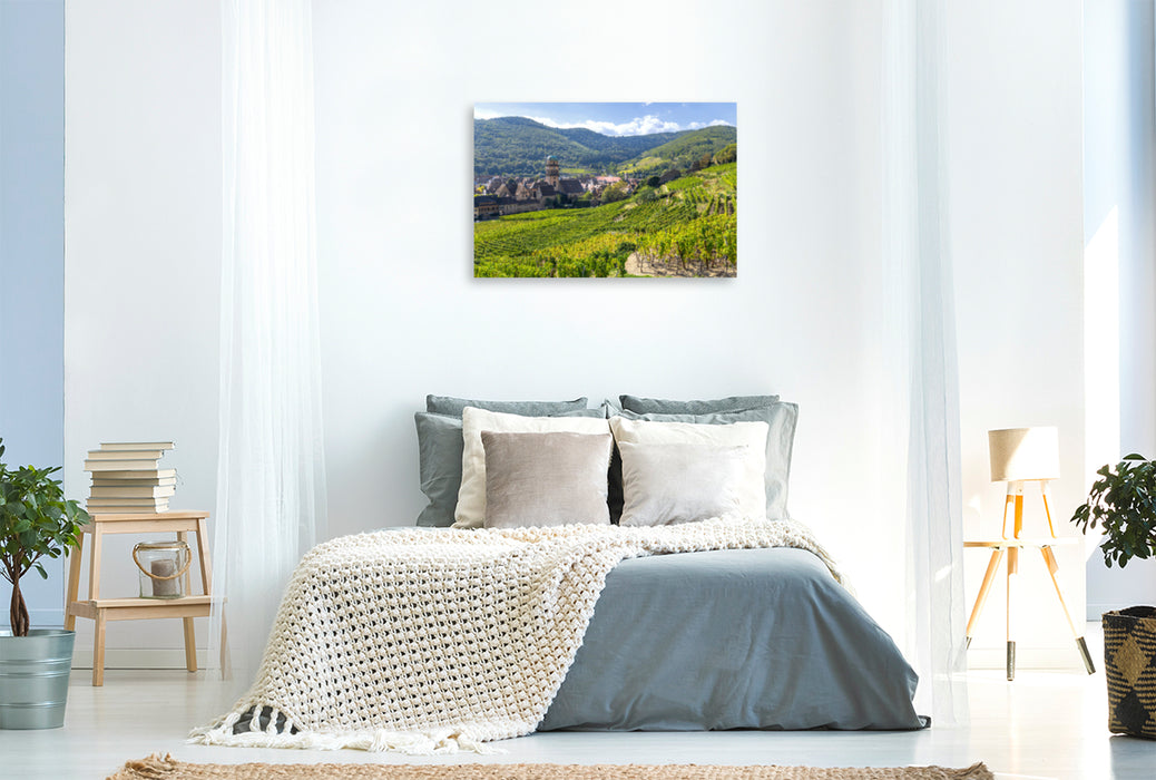 Premium Textil-Leinwand Premium Textil-Leinwand 120 cm x 80 cm quer Ein Motiv aus dem Kalender Elsässer Weinstraße, Elsässer Weinstraße, malerische Dörfer in idyllischer Landschaft