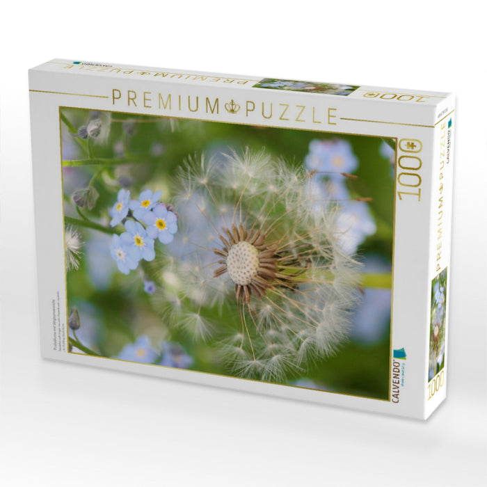 Pusteblume mit Vergissmeinnicht - CALVENDO Foto-Puzzle'