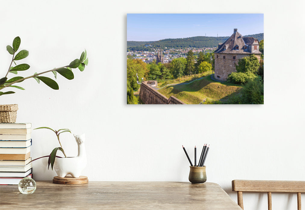 Premium textile canvas Premium textile canvas 120 cm x 80 cm landscape Romantic city view of Marburg an der Lahn 