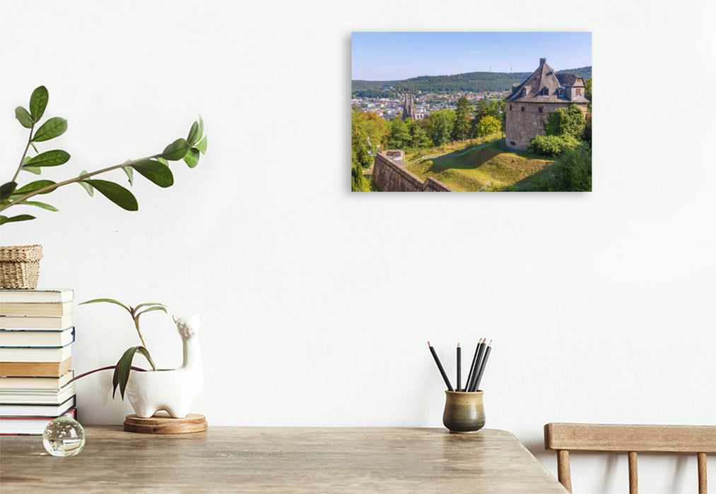 Premium textile canvas Premium textile canvas 120 cm x 80 cm landscape Romantic city view of Marburg an der Lahn 