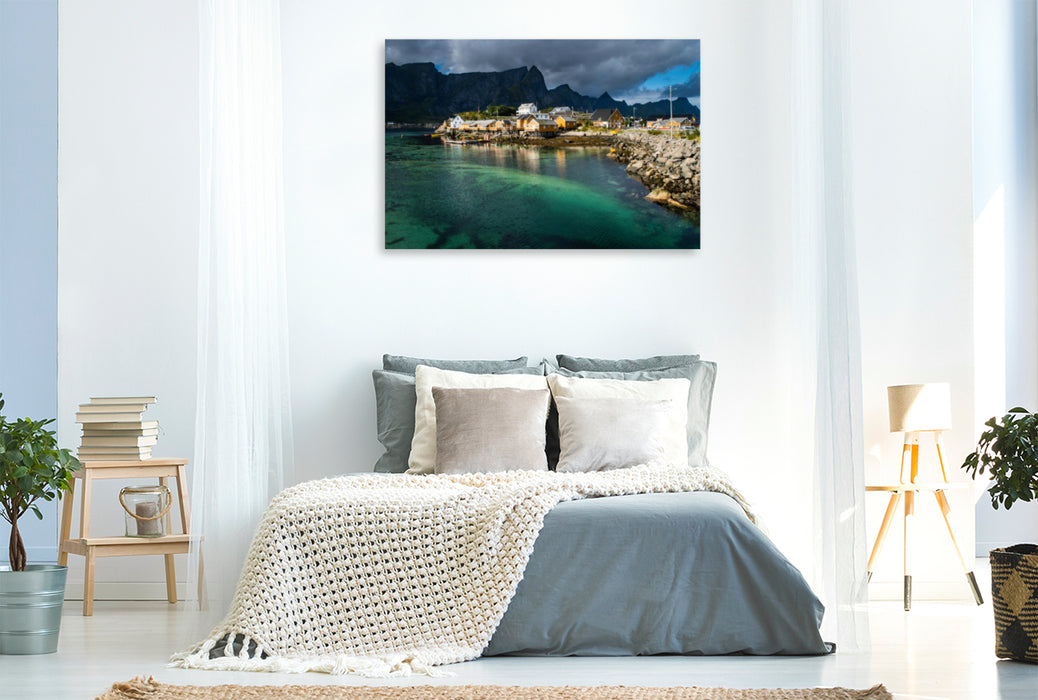 Premium textile canvas Premium textile canvas 120 cm x 80 cm landscape Norway - Lofoten 