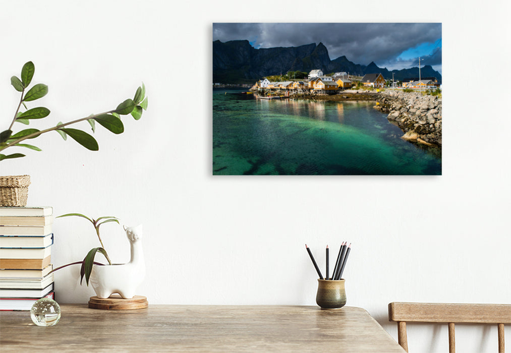 Premium textile canvas Premium textile canvas 120 cm x 80 cm landscape Norway - Lofoten 