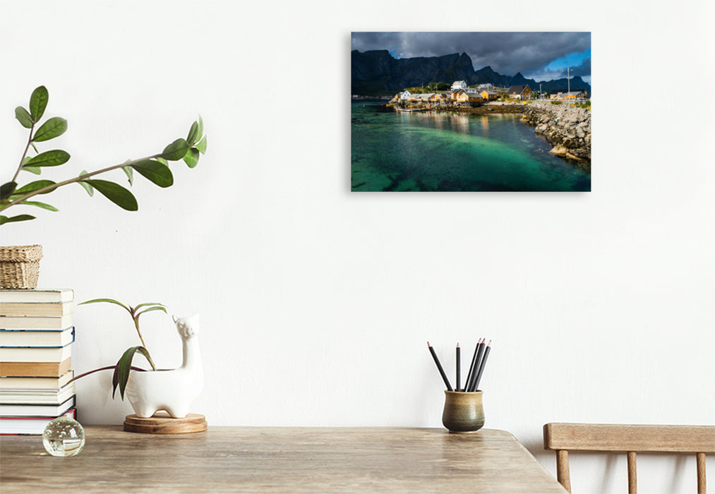 Premium textile canvas Premium textile canvas 120 cm x 80 cm landscape Norway - Lofoten 