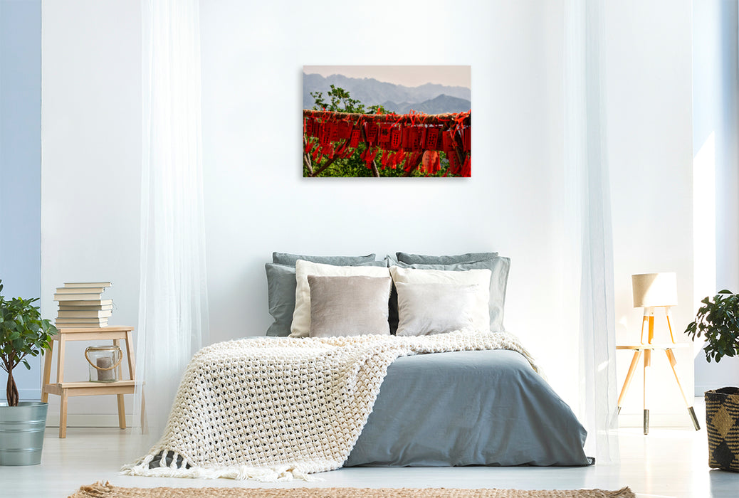 Premium textile canvas Premium textile canvas 120 cm x 80 cm landscape Pan Long Shan mountains 