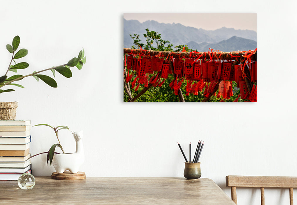 Premium textile canvas Premium textile canvas 120 cm x 80 cm landscape Pan Long Shan mountains 