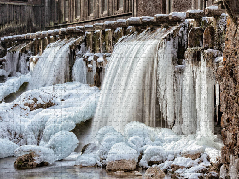 Autriche Art sur glace au Sensenwerk Roßleithen - Puzzle photo CALVENDO 