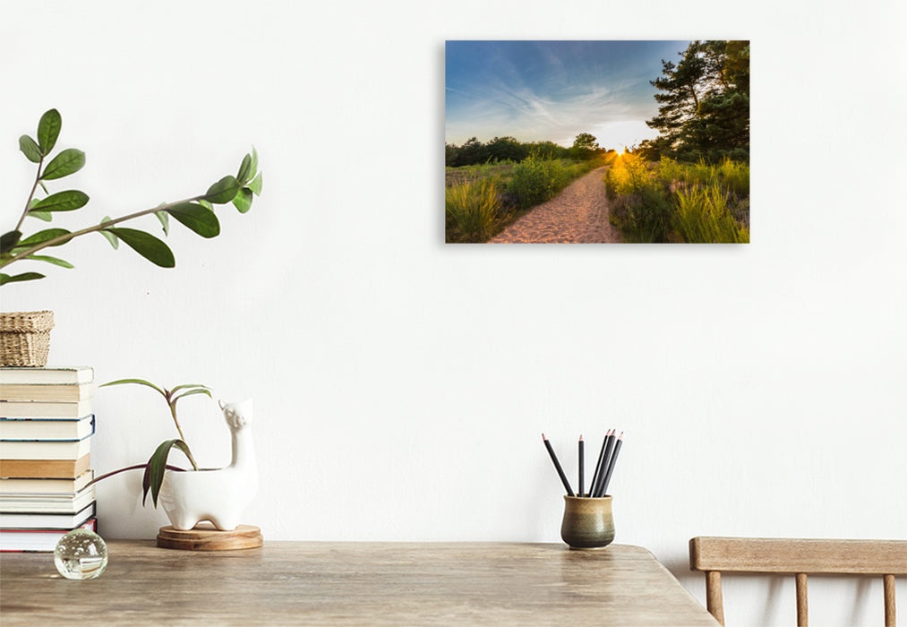 Premium textile canvas Premium textile canvas 120 cm x 80 cm landscape The day comes to an end 