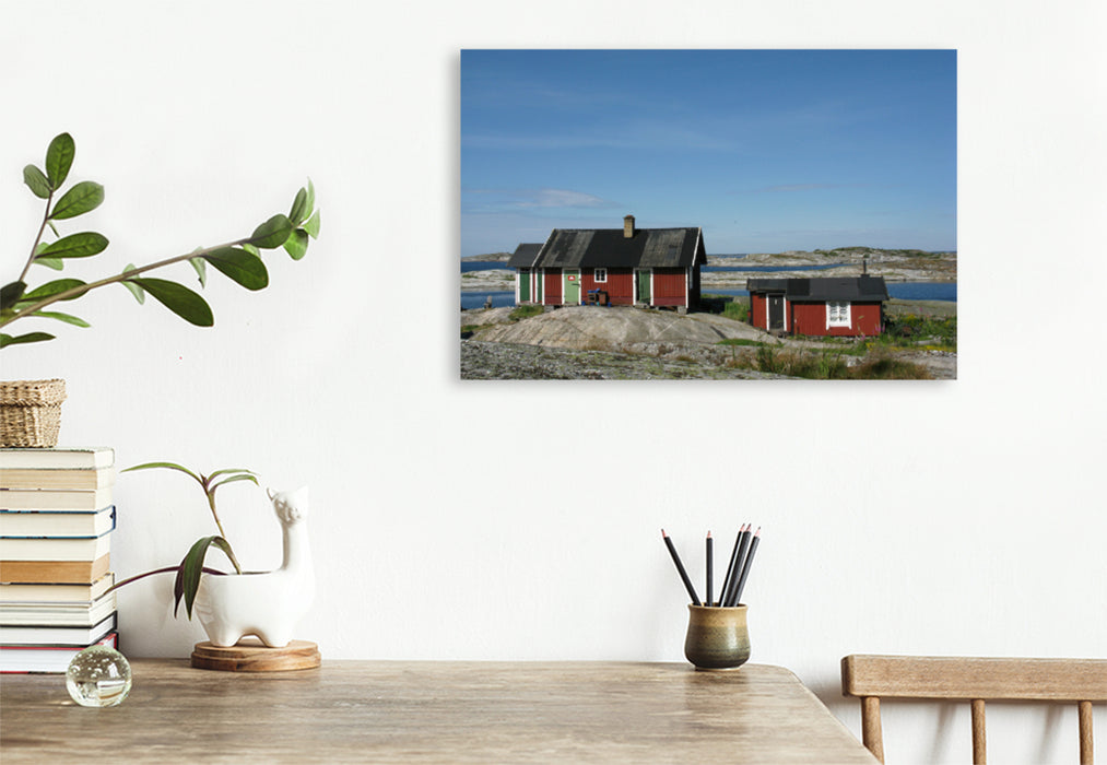 Premium textile canvas Premium textile canvas 120 cm x 80 cm landscape archipelago idyll 