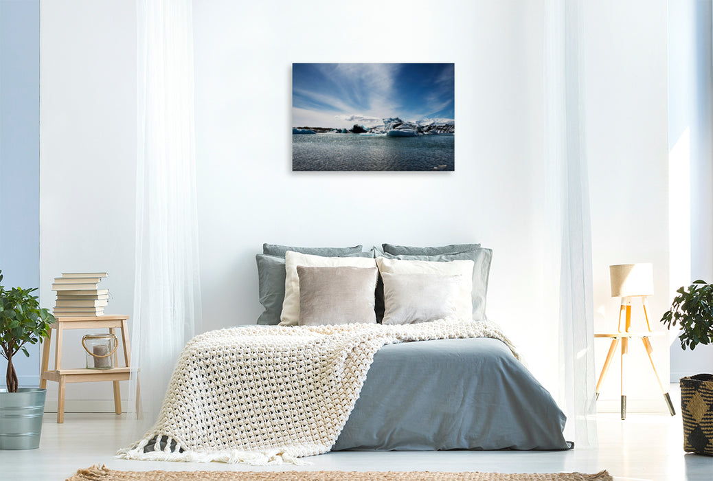 Premium textile canvas Premium textile canvas 120 cm x 80 cm landscape Icebergs in the Jökulsarlon glacier lagoon on Iceland. 