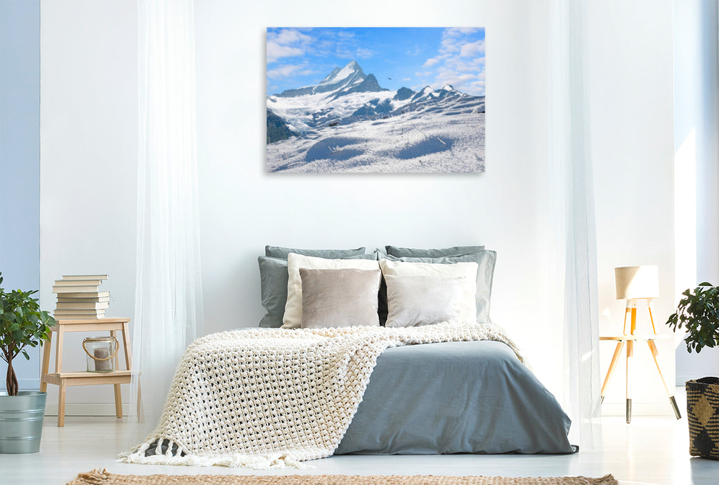 Premium textile canvas Premium textile canvas 120 cm x 80 cm landscape Schreckhorn summit 