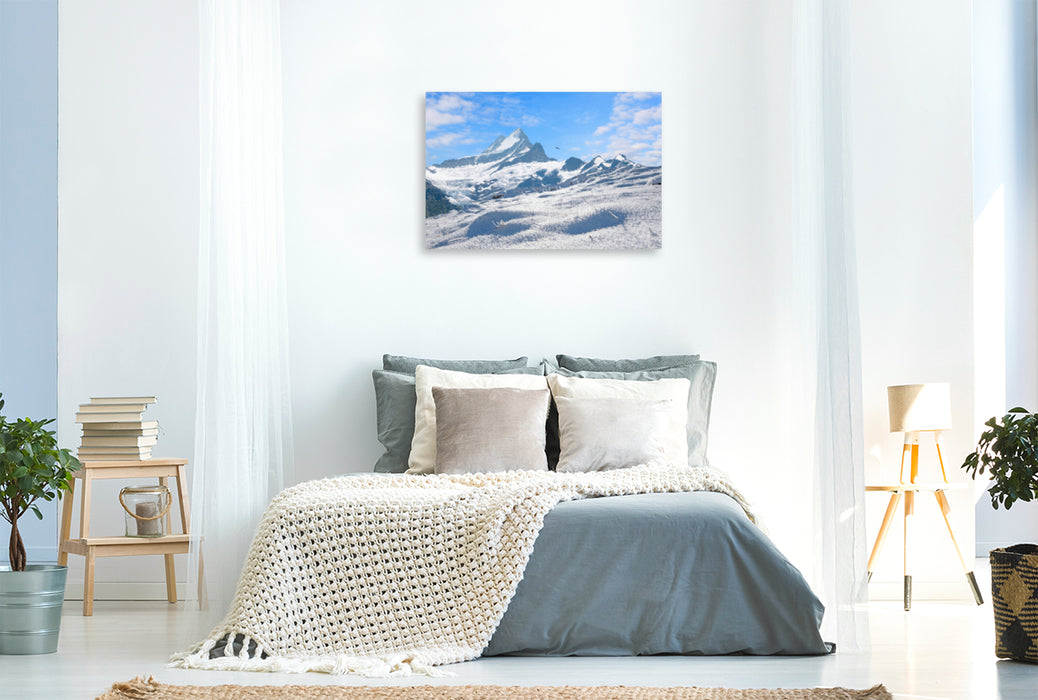Premium textile canvas Premium textile canvas 120 cm x 80 cm landscape Schreckhorn summit 