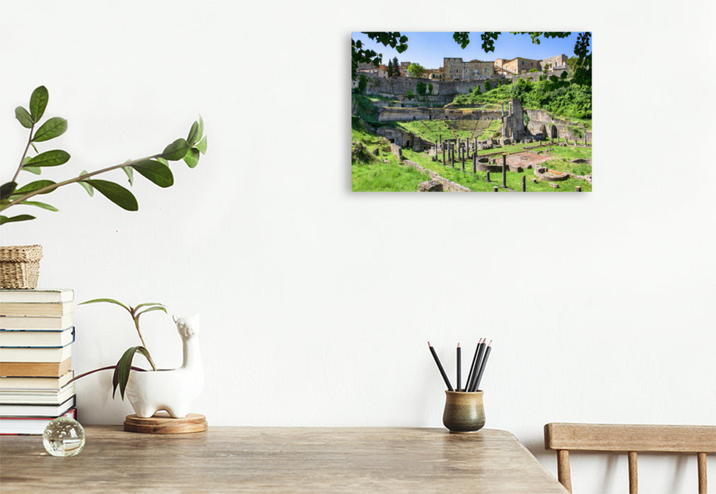 Premium textile canvas Premium textile canvas 120 cm x 80 cm across Volterra: The construction of the ancient theater was financed by Etruscan aristocrats. 