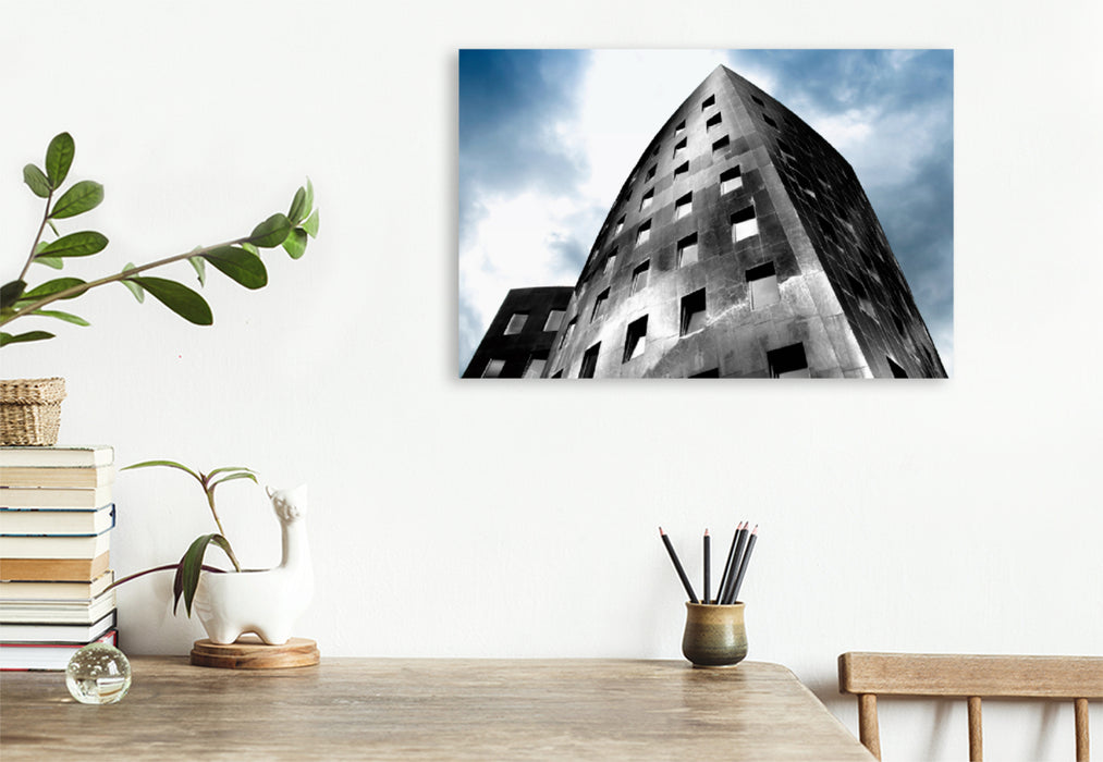 Premium textile canvas Premium textile canvas 120 cm x 80 cm landscape architecture special, the Gehry Tower, Hanover 