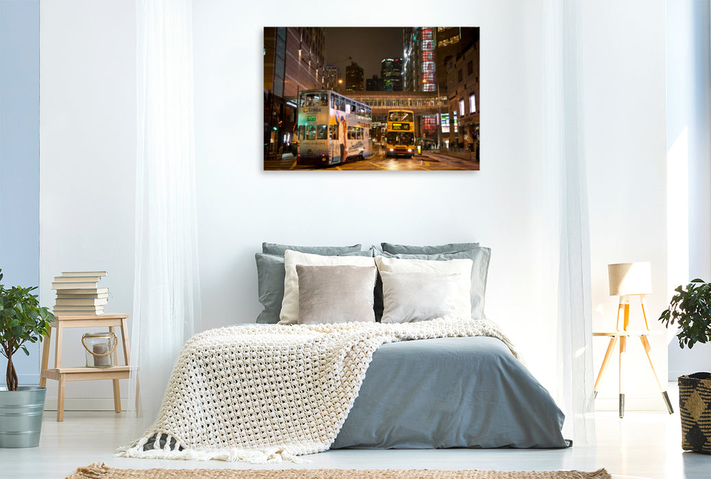 Premium Textil-Leinwand Premium Textil-Leinwand 120 cm x 80 cm quer Ein Motiv aus dem Kalender Hongkong - City Lights