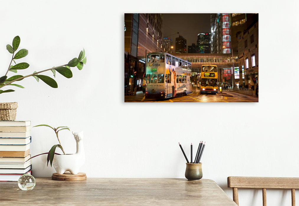 Premium textile canvas Premium textile canvas 120 cm x 80 cm landscape A motif from the Hong Kong calendar - City Lights 