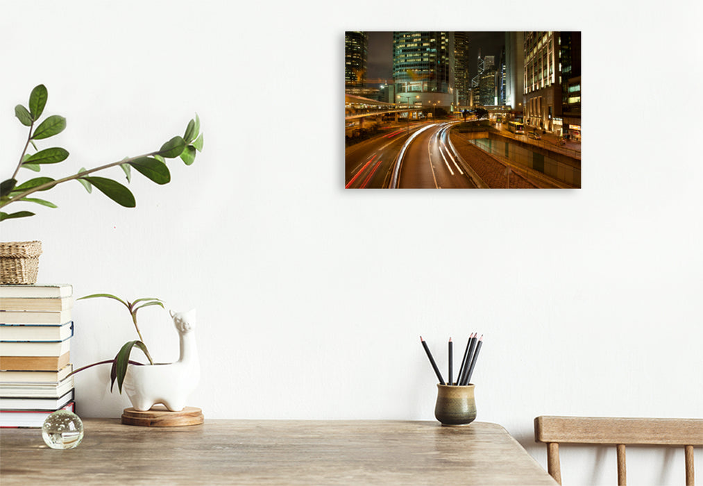 Premium textile canvas Premium textile canvas 120 cm x 80 cm landscape A motif from the Hong Kong calendar - City Lights 