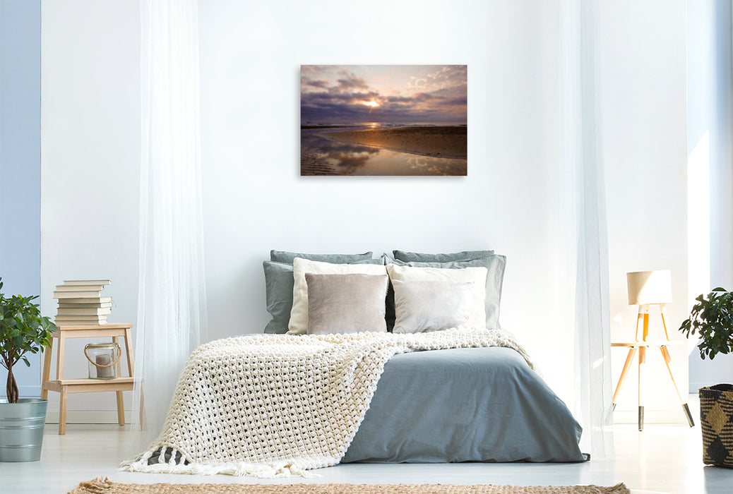 Premium textile canvas Premium textile canvas 120 cm x 80 cm landscape The first light 