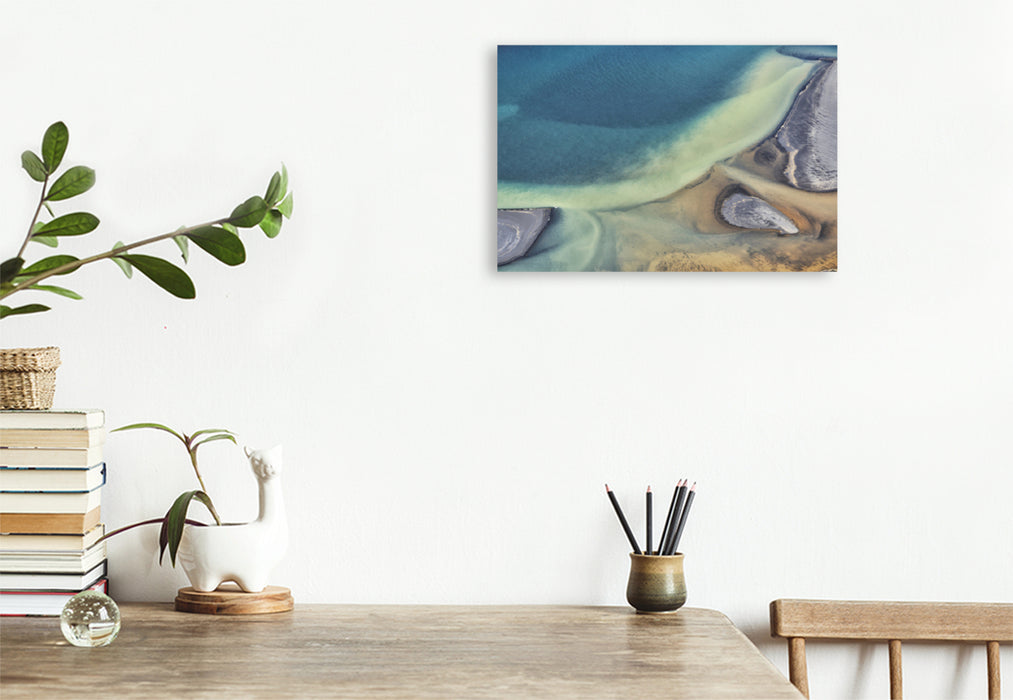 Premium textile canvas Premium textile canvas 75 cm x 50 cm across River meets sea, a fantastic play of colors 