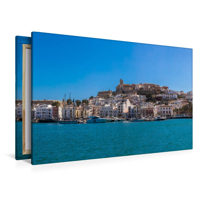 Premium Textil-Leinwand Yachthafen Ibiza Stadt