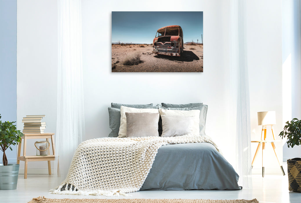 Premium textile canvas Premium textile canvas 120 cm x 80 cm landscape Old car 