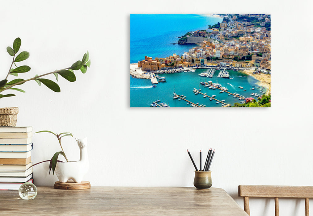 Premium textile canvas Premium textile canvas 120 cm x 80 cm landscape Sicily - From Palermo to Syracuse 