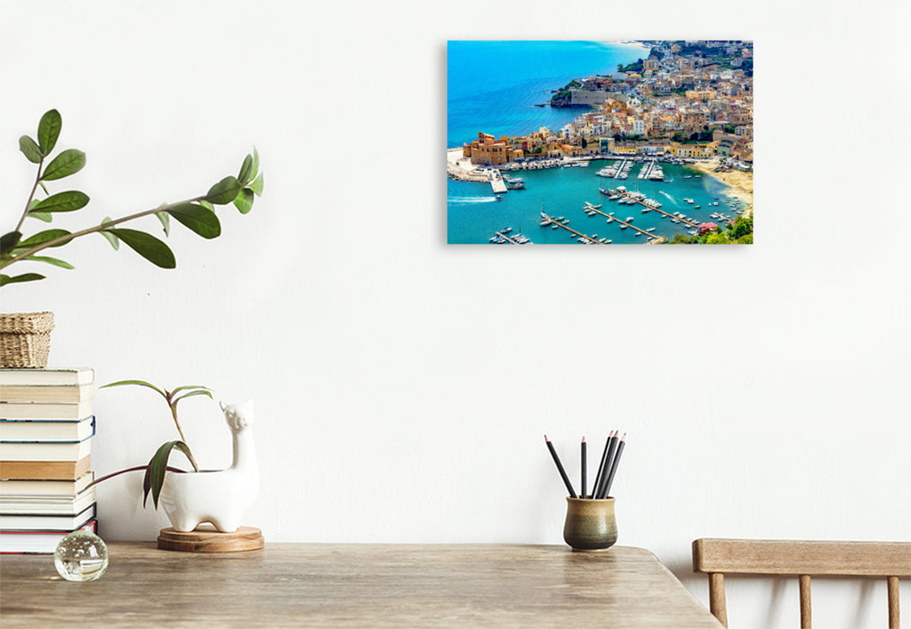 Premium textile canvas Premium textile canvas 120 cm x 80 cm landscape Sicily - From Palermo to Syracuse 