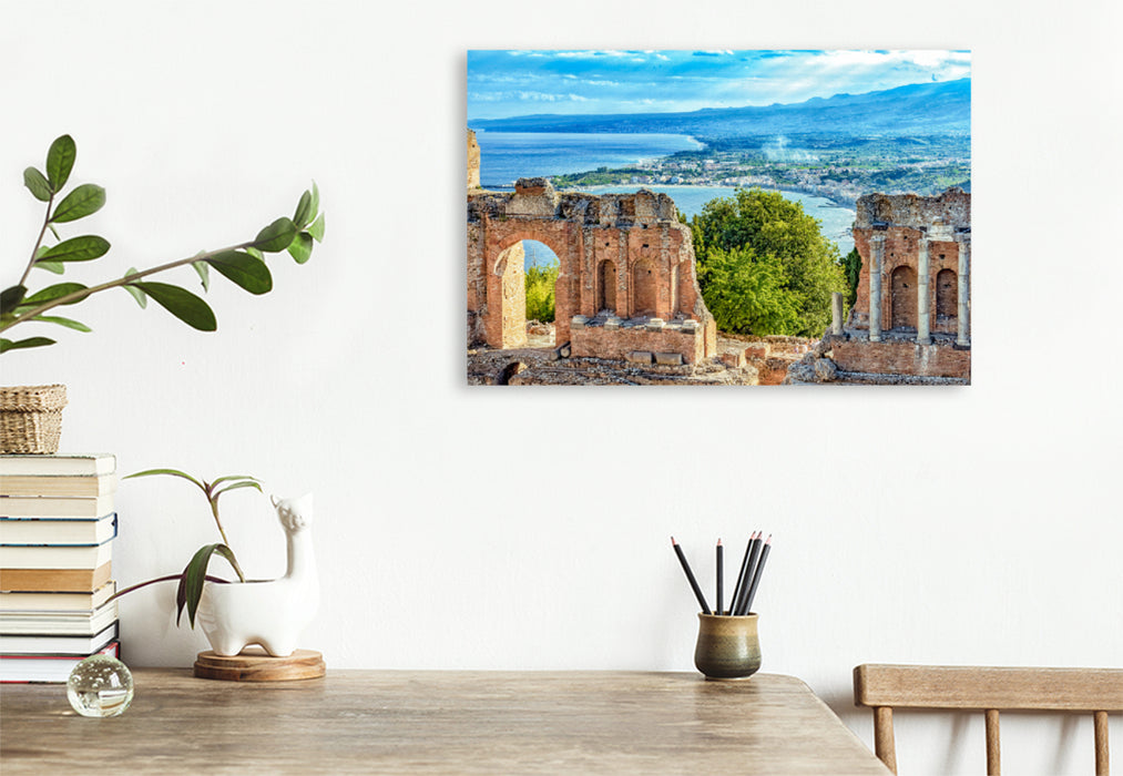 Premium textile canvas Premium textile canvas 120 cm x 80 cm landscape Sicily - From Palermo to Syracuse 