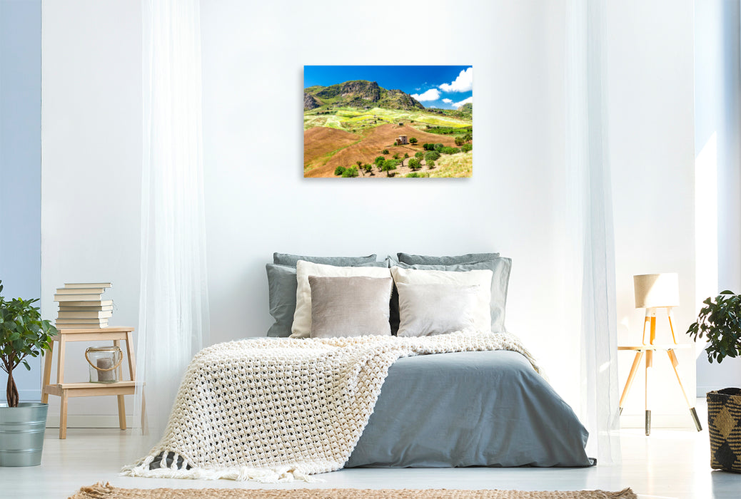 Premium textile canvas Premium textile canvas 120 cm x 80 cm landscape Sicily - From Palermo to Syracuse 