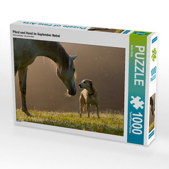 Pferd und Hund im September Nebel 1000 Teile Puzzle quer - CALVENDO Foto-Puzzle'